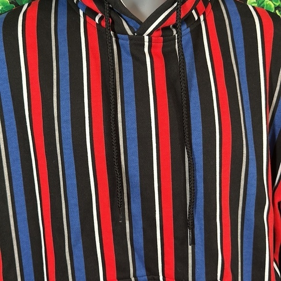 Urban Outfitters Small Vertical Striped Hoodie sweatshirt Red Blue Y2K 90s vibes - Picture 4 of 12